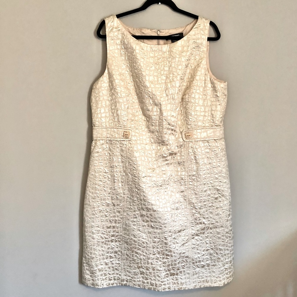 Ellen Tracy Gold Print Sleeveless Dress